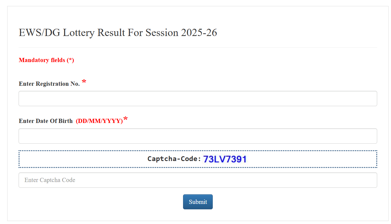 EWS Lottery Result 2025