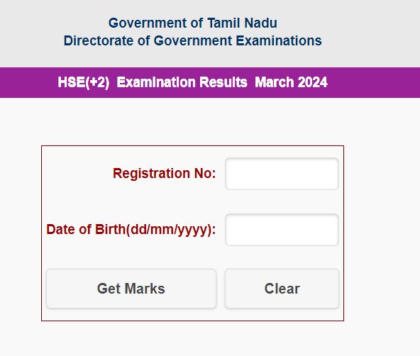 Tamil Nadu Board 12th Result