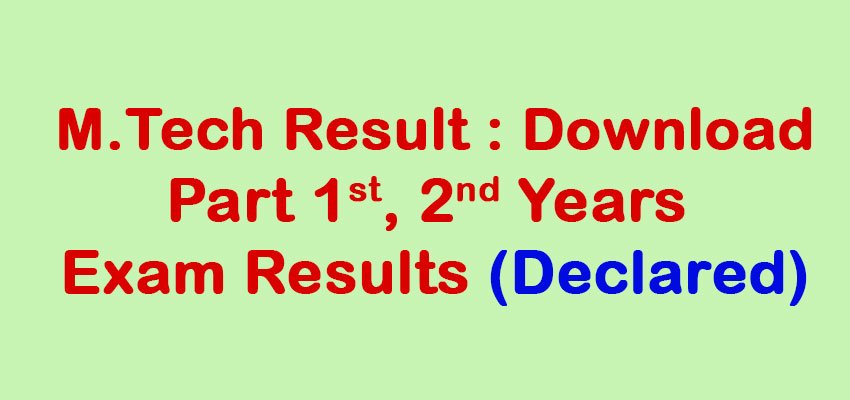 M.Tech Result